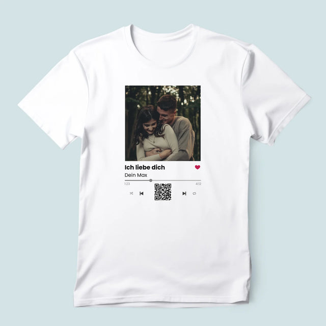 Foto Und Unterschrift: Spotify Mit Qr-Code - T-Shirt Für Herren