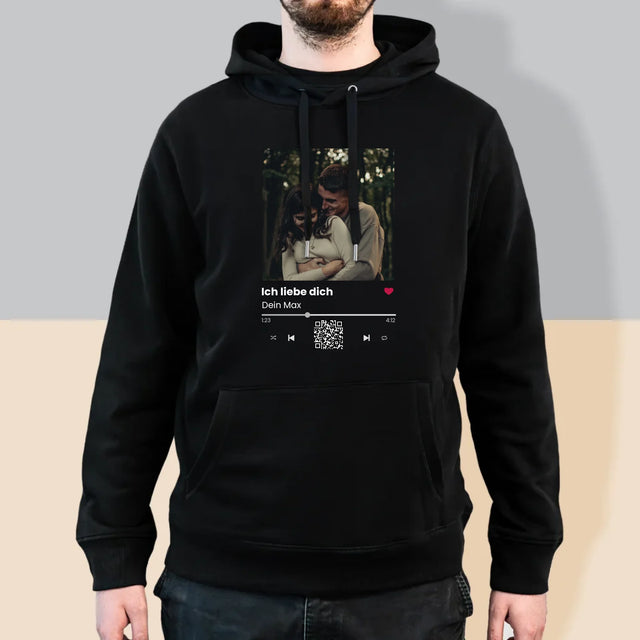 Foto Und Unterschrift: Spotify Mit Qr-Code - Kapuzenpullover Für Herren
