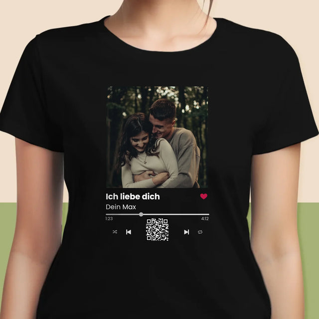 Foto Und Unterschrift: Spotify Mit Qr-Code - T-Shirt Für Damen