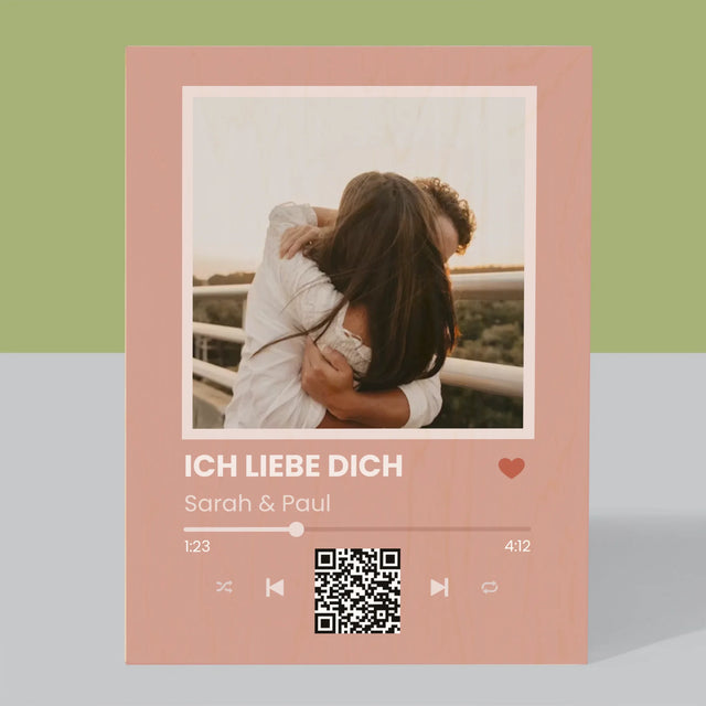 Foto Und Unterschrift: Dein Lied Mit Code - Druck Auf Holz