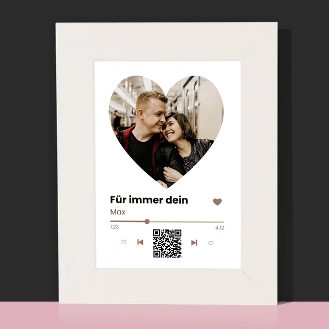 Foto Und Unterschrift: Unser Lied - Herz-Qr-Code - Bilderrahmen