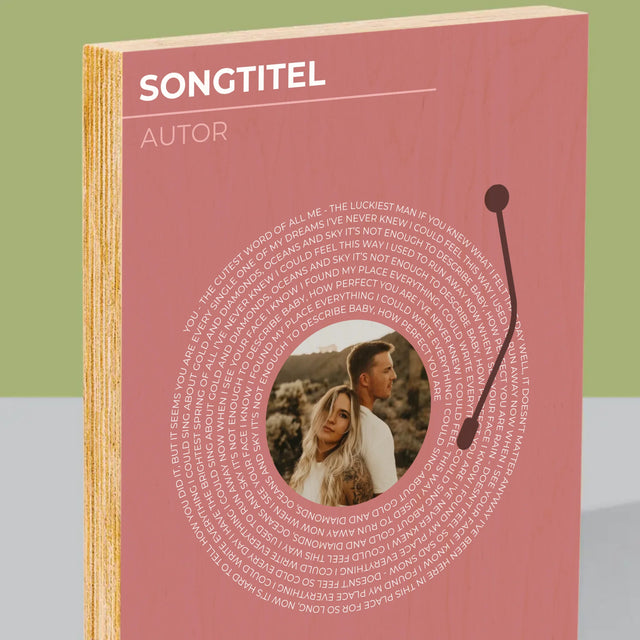 Foto Und Unterschrift: Unser Lied Schallplatte - Druck Auf Holz