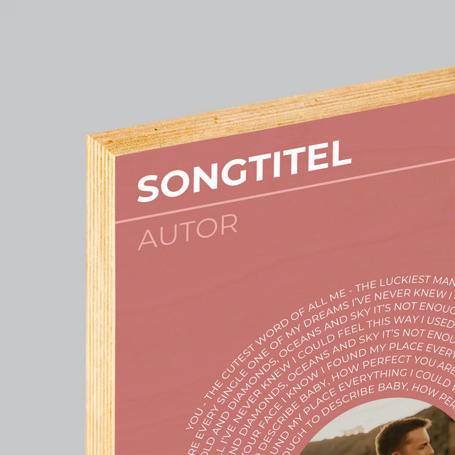 Foto Und Unterschrift: Unser Lied Schallplatte - Druck Auf Holz