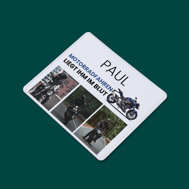 Fotocollage: Motorradfahren Liegt Ihm Im Blut - Mauspad
