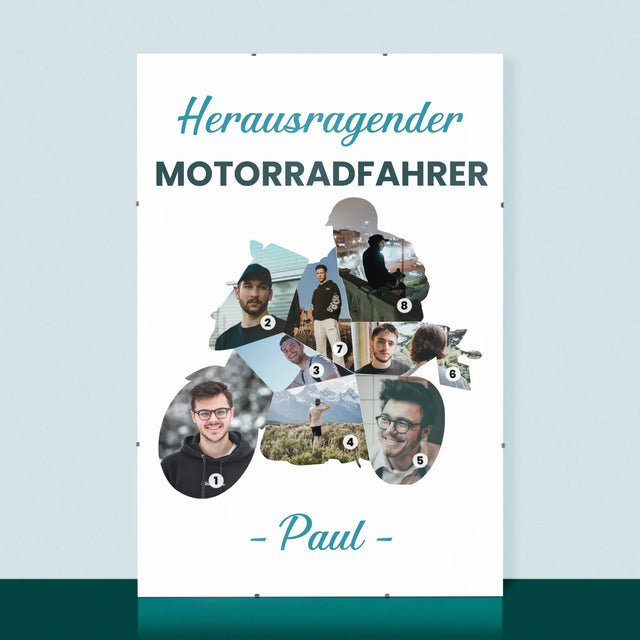Form-Collage: Herausragender Motorradfahrer - Poster