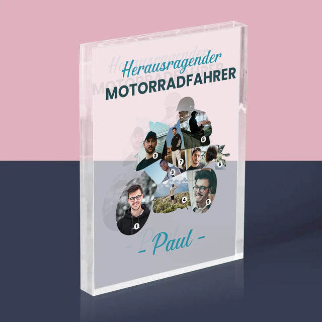 Form-Collage: Herausragender Motorradfahrer - Druck Auf Acrylglas