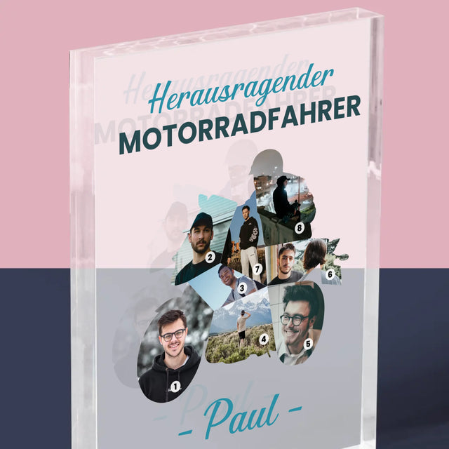 Form-Collage: Herausragender Motorradfahrer - Druck Auf Acrylglas