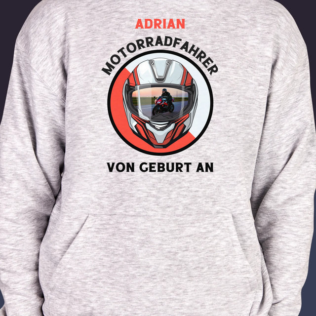 Foto Und Unterschrift: Motorradfahrer Von Geburt An - Kapuzenpullover Für Herren