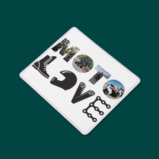 Buchstaben-Collage: Motolove - Mauspad