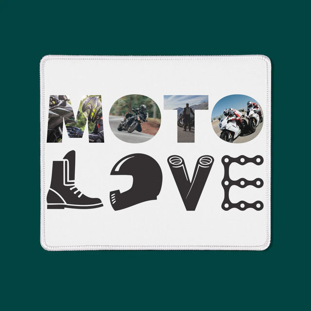 Buchstaben-Collage: Motolove - Mauspad