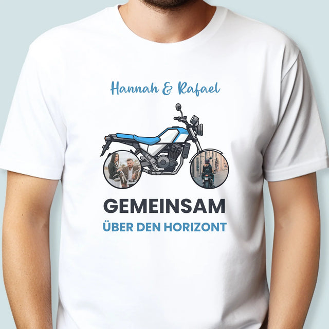 Fotocollage: Gemeinsam Über Den Horizont - T-Shirt Für Herren