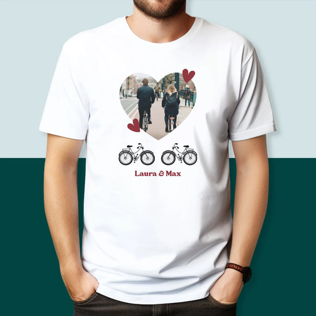 Foto Und Unterschrift: Radfahrerpaar - T-Shirt Für Herren