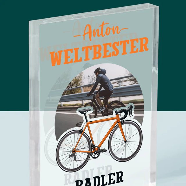 Foto Und Unterschrift: Der Weltbeste Radler - Druck Auf Acrylglas