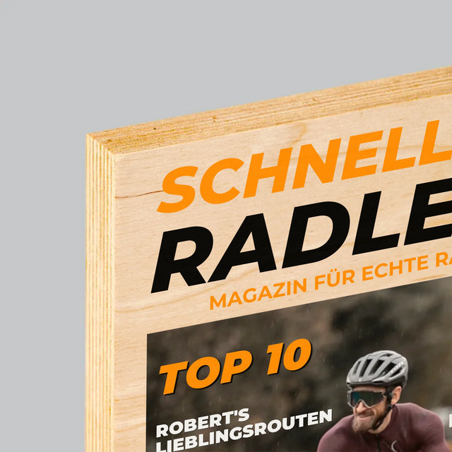 Magazin-Cover: Der Schnellste Radler - Druck Auf Holz