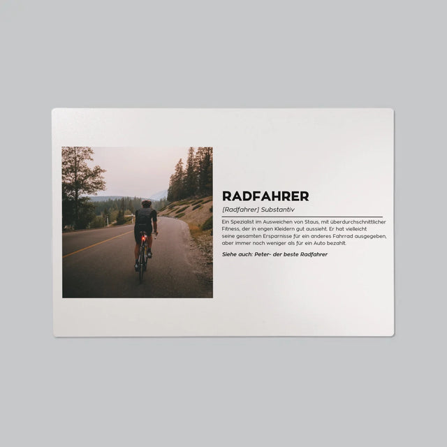 Foto Und Unterschrift: Definition Eines Radfahrers - Schreibtischunterlage