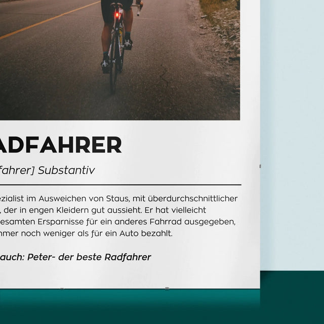 Foto Und Unterschrift: Definition Eines Radfahrers - Poster
