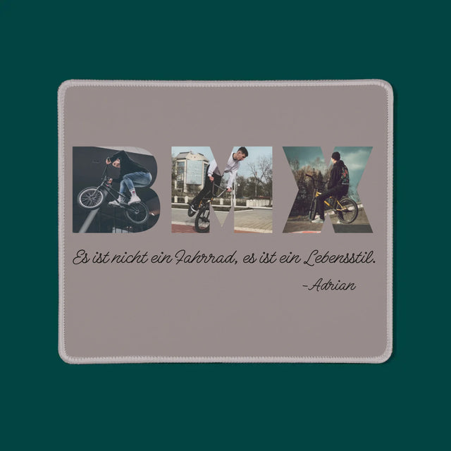 Buchstaben-Collage: Bmx - Mauspad