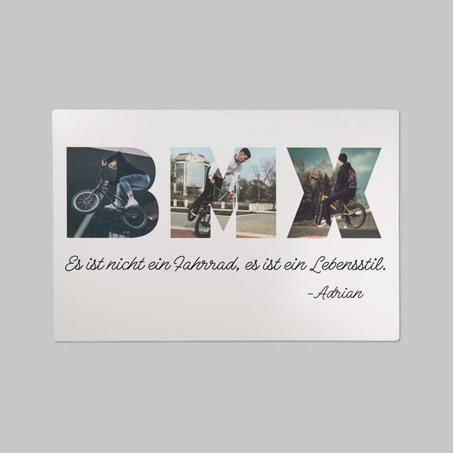 Buchstaben-Collage: Bmx - Schreibtischunterlage