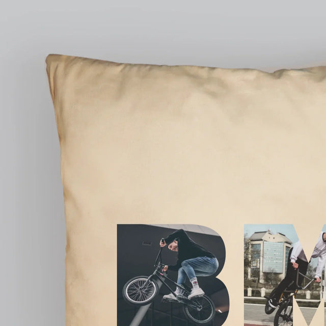 Buchstaben-Collage: Bmx - Kissen