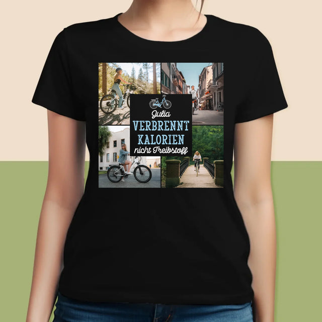Fotocollage: Verbrennt Kalorien, Nicht Treibstoff - T-Shirt Für Damen