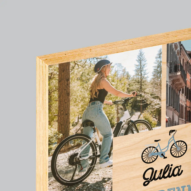 Fotocollage: Verbrennt Kalorien, Nicht Treibstoff - Druck Auf Holz