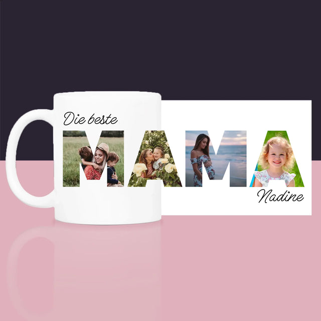 Buchstaben-Collage: Mama - Geschenkset Mit Tasse, Tee Und Süßigkeiten