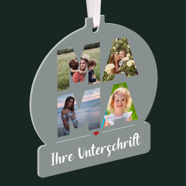 Buchstaben-Collage: Mama - Weihnachtskugel Ball