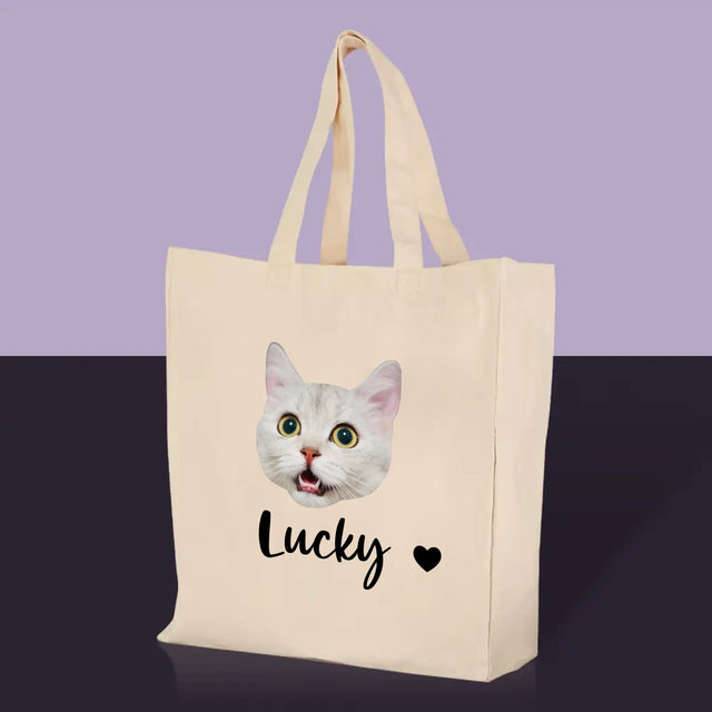 Dein Charakter: Dein Katzenkopf - Canvas Tasche mit Aufdruck | DE