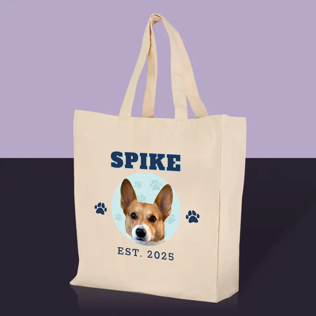 Dein Charakter: Dein Hund Varsity – Bedruckte Canvas-Tasche | DE