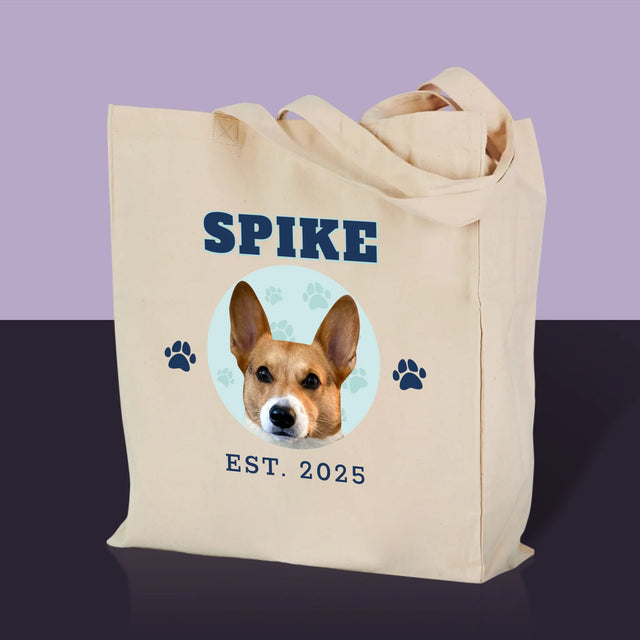 Dein Charakter: Dein Hund Varsity – Bedruckte Canvas-Tasche | DE