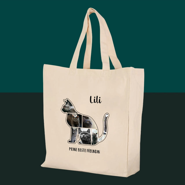 Form aus Bildern: Der beste Freund der Katze – bedruckte Canvas-Tasche | DE