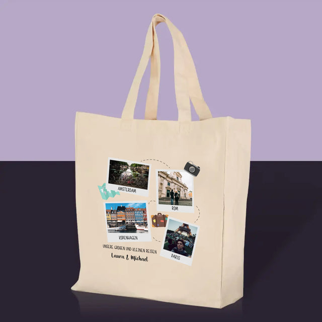 Fotocollage: Kleine und große Reisen - Canvastasche mit Druck | DE