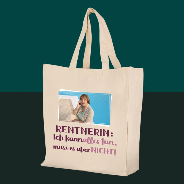Foto und Unterschrift: Rentner Ich kann alles - Canvas Tasche mit Aufdruck | DE