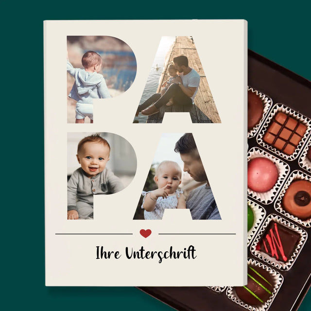 Buchstaben-Collage: Papa - Pralinen