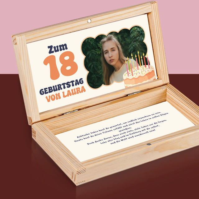 Foto Und Unterschrift: Zum 18. Geburtstag - Holzkassette