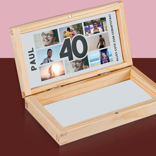 Fotocollage: 40 Jahre - Holzkassette