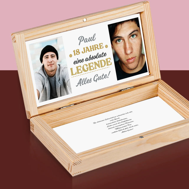 Fotocollage: 18 Jahre Als Legende - Holzkassette