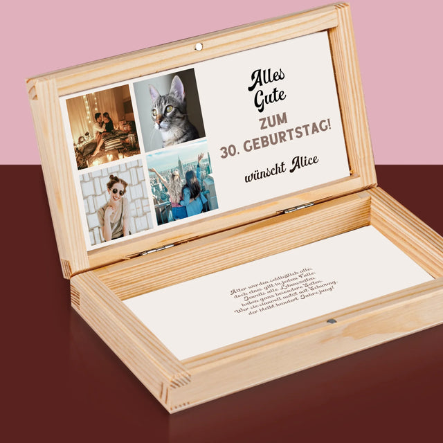 Fotocollage: Geburtstags-Collage - Holzkassette