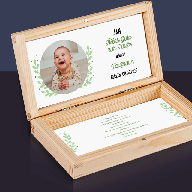 Foto Und Unterschrift: Zur Taufe - Holzkassette