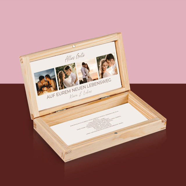 Fotocollage: Hochzeit - Holzkassette