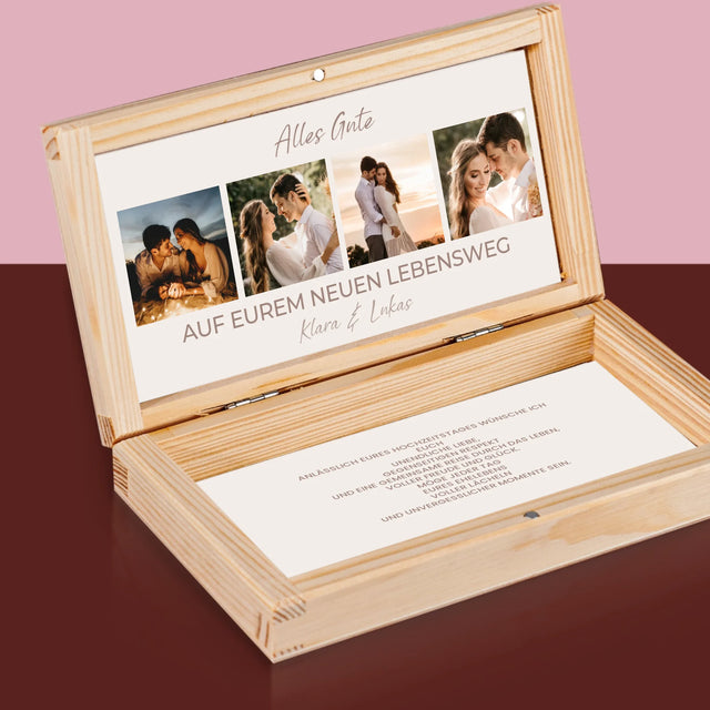 Fotocollage: Hochzeit - Holzkassette