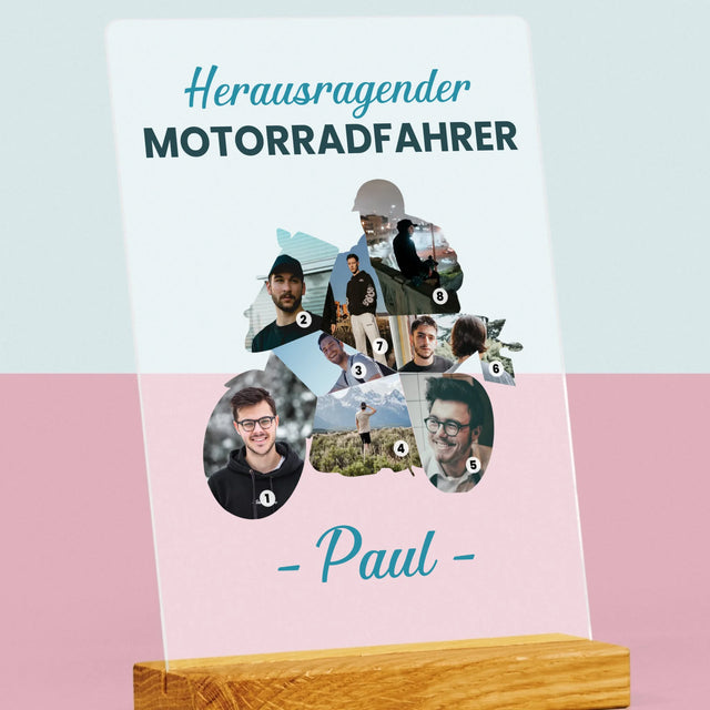 Form-Collage: Herausragender Motorradfahrer - Druck Auf Acrylglas