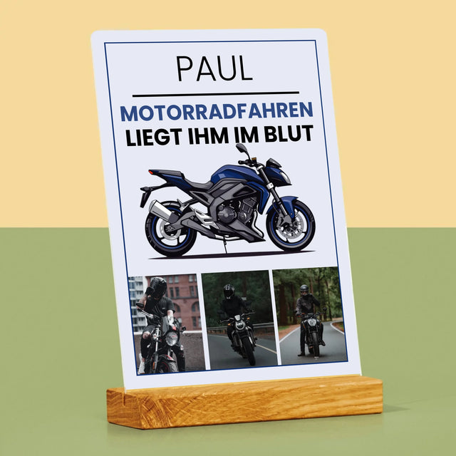 Fotocollage: Motorradfahren Liegt Ihm Im Blut - Druck Auf Acrylglas