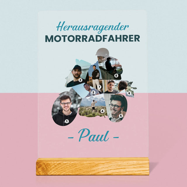 Form-Collage: Herausragender Motorradfahrer - Druck Auf Acrylglas