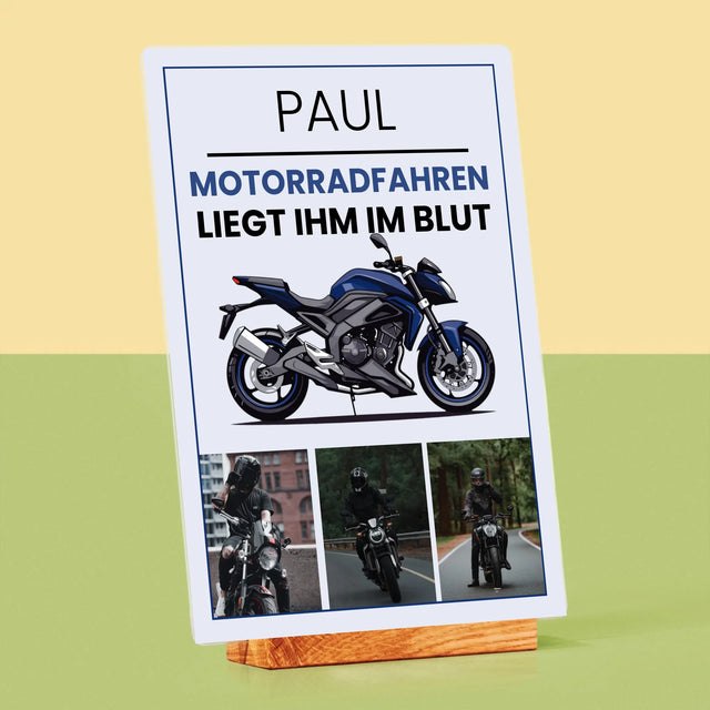 Fotocollage: Motorradfahren Liegt Ihm Im Blut - Druck Auf Acrylglas