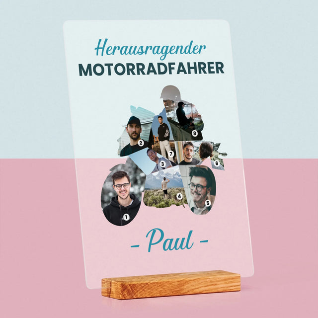 Form-Collage: Herausragender Motorradfahrer - Druck Auf Acrylglas