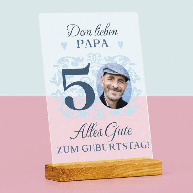 Foto Und Unterschrift: Dem Lieben Papa Zum 50. Geburtstag - Druck Auf Acrylglas
