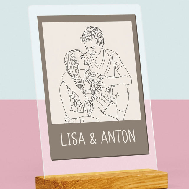 Foto Und Unterschrift: Lineart Im Polaroid-Stil - Druck Auf Acrylglas