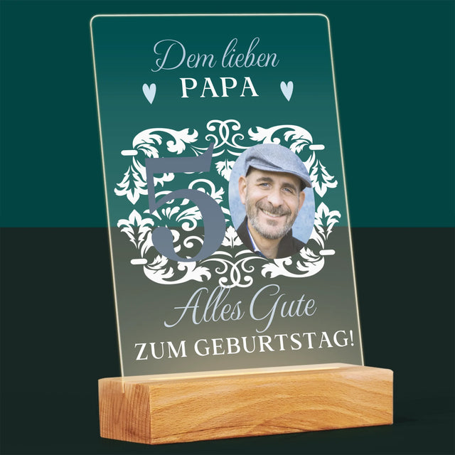 Foto Und Unterschrift: Dem Lieben Papa Zum 50. Geburtstag - Druck Auf Acrylglas