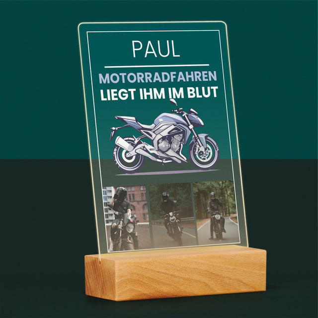 Fotocollage: Motorradfahren Liegt Ihm Im Blut - Druck Auf Acrylglas
